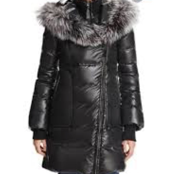 Mackage Black Puffer Coat with Fur Trim - Picture 5 of 5